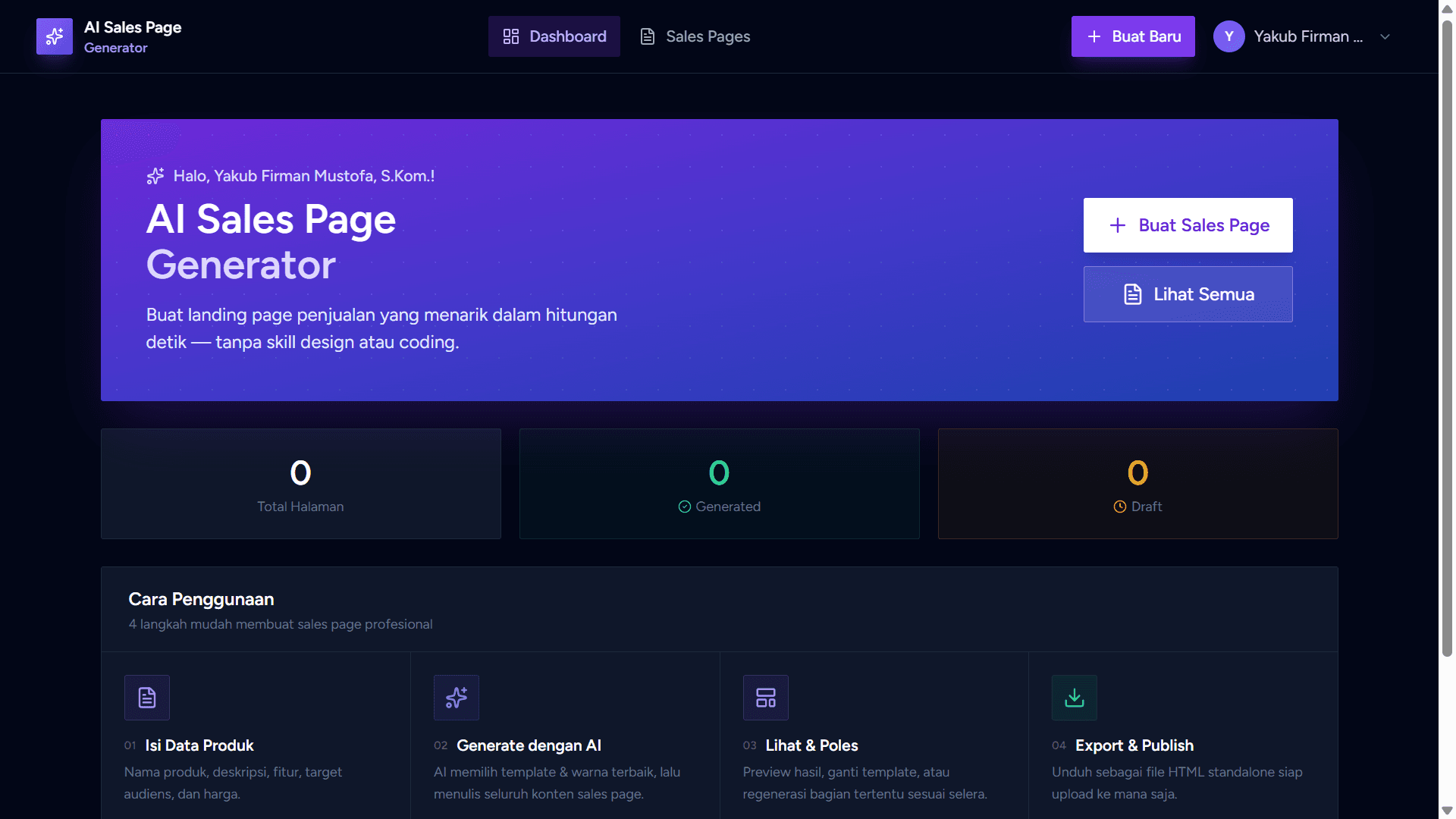 Screenshot AI Sales Page generator