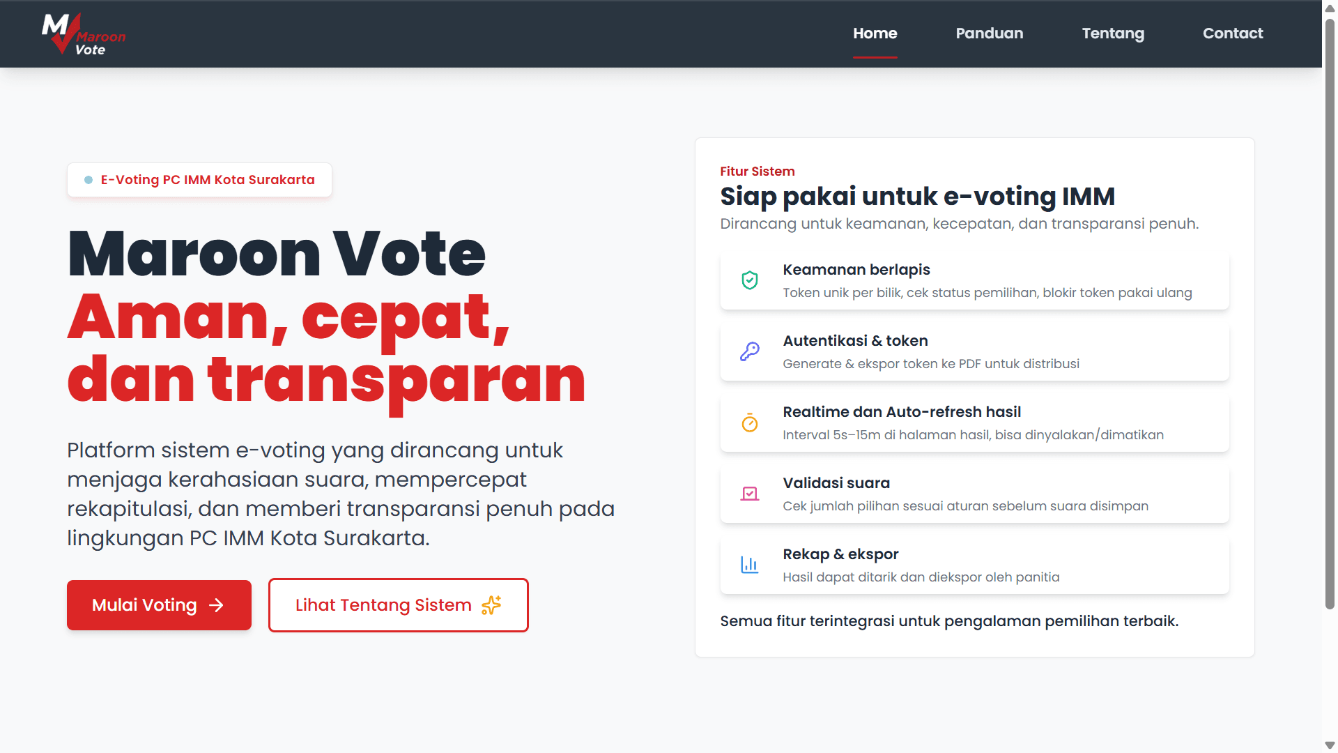 Screenshot Maroon Vote