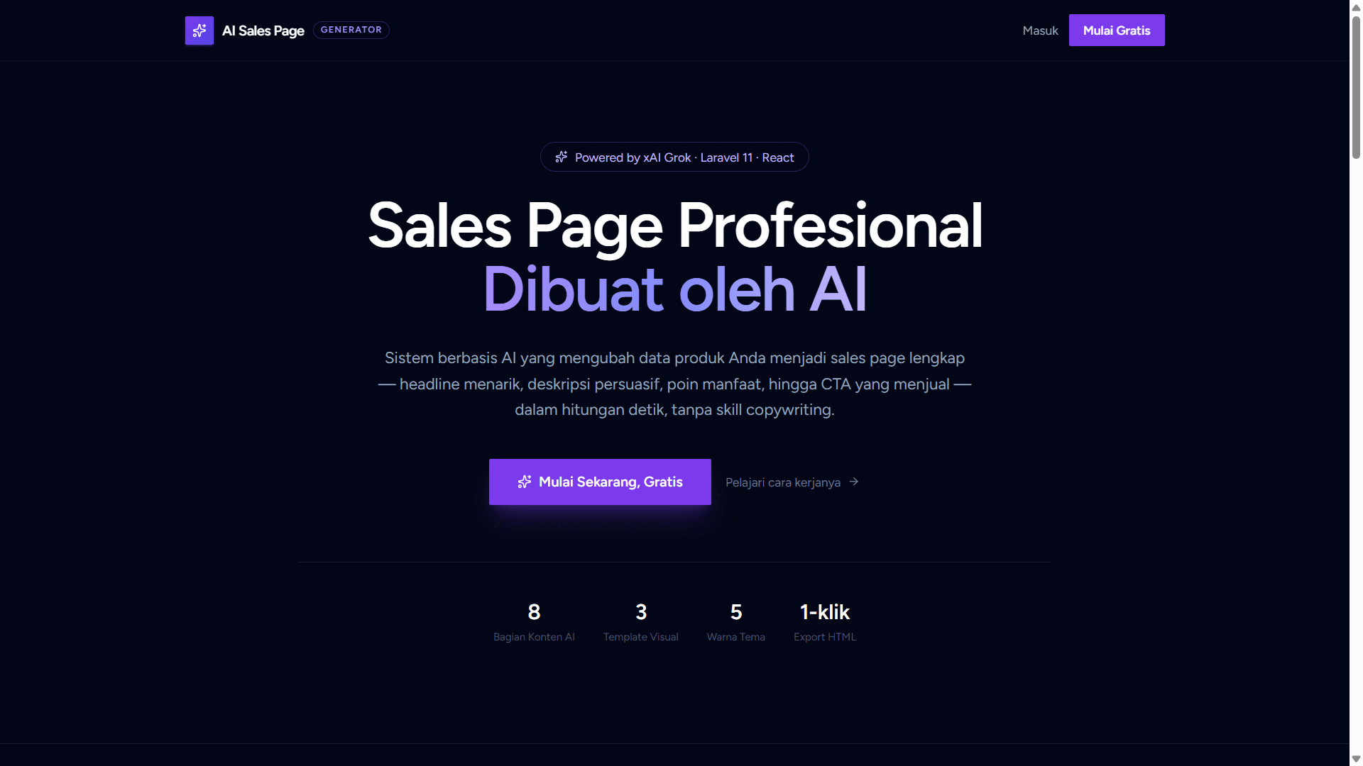 Screenshot AI Sales Page generator